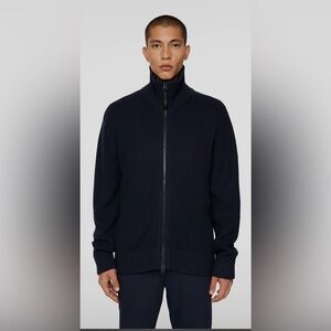 J.Lindeberg Navy Wool Blend Zip Cardigan Men’s Size L Winter Sweater Gift